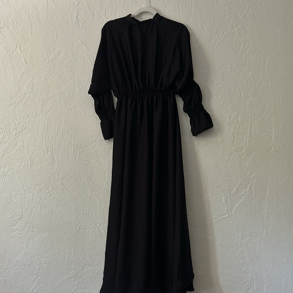 Black zip up tech gear fitted collared maxi dress - Picture 5 of 11